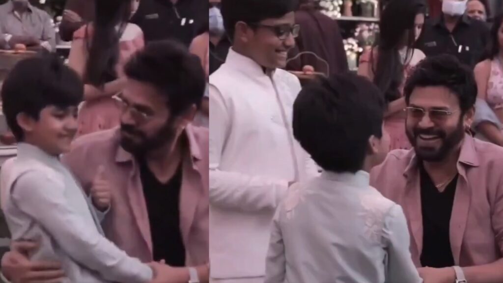 Hero Venkatesh Playing with NTR Sons in Narne Nithiin Engagement Video goes Viral