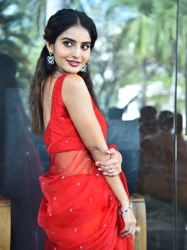 Ananya nagalla Awesome Looks in Red Saree