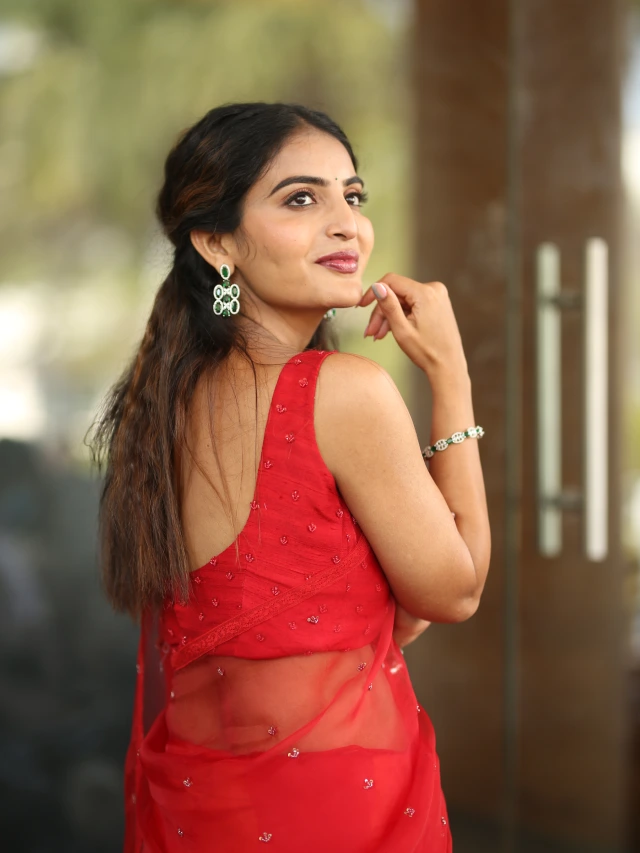 Ananya nagalla Awesome Looks in Red Saree