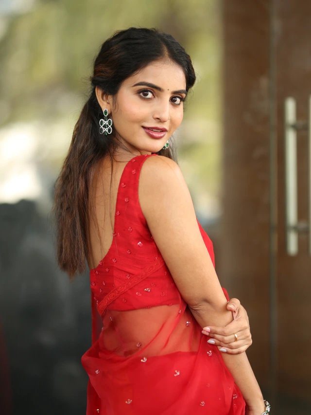Ananya nagalla Awesome Looks in Red Saree