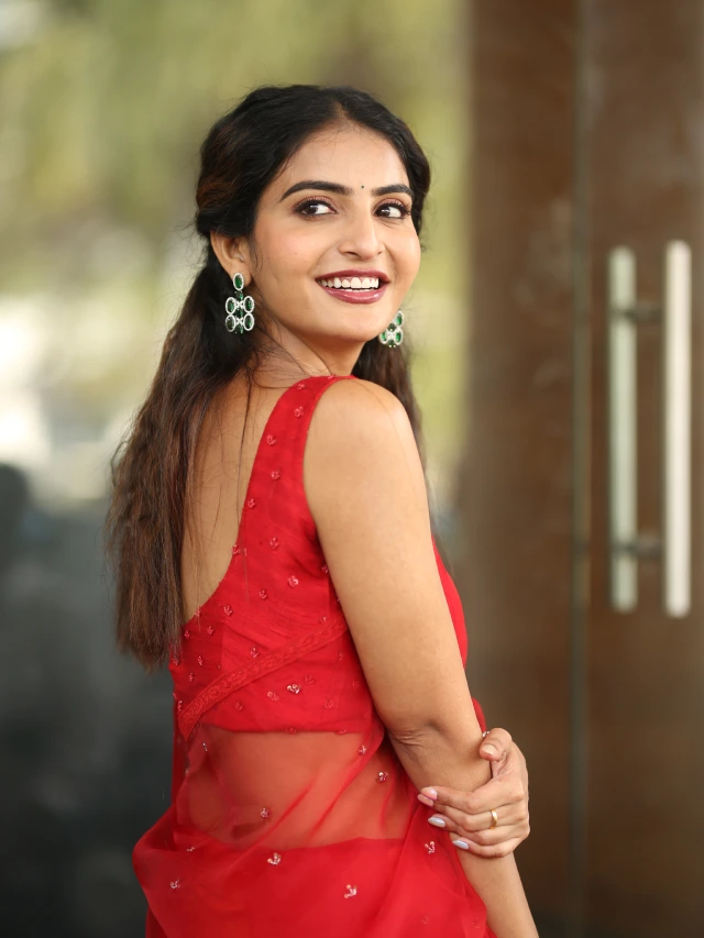 Ananya nagalla Awesome Looks in Red Saree