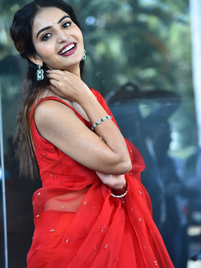 Ananya nagalla Awesome Looks in Red Saree
