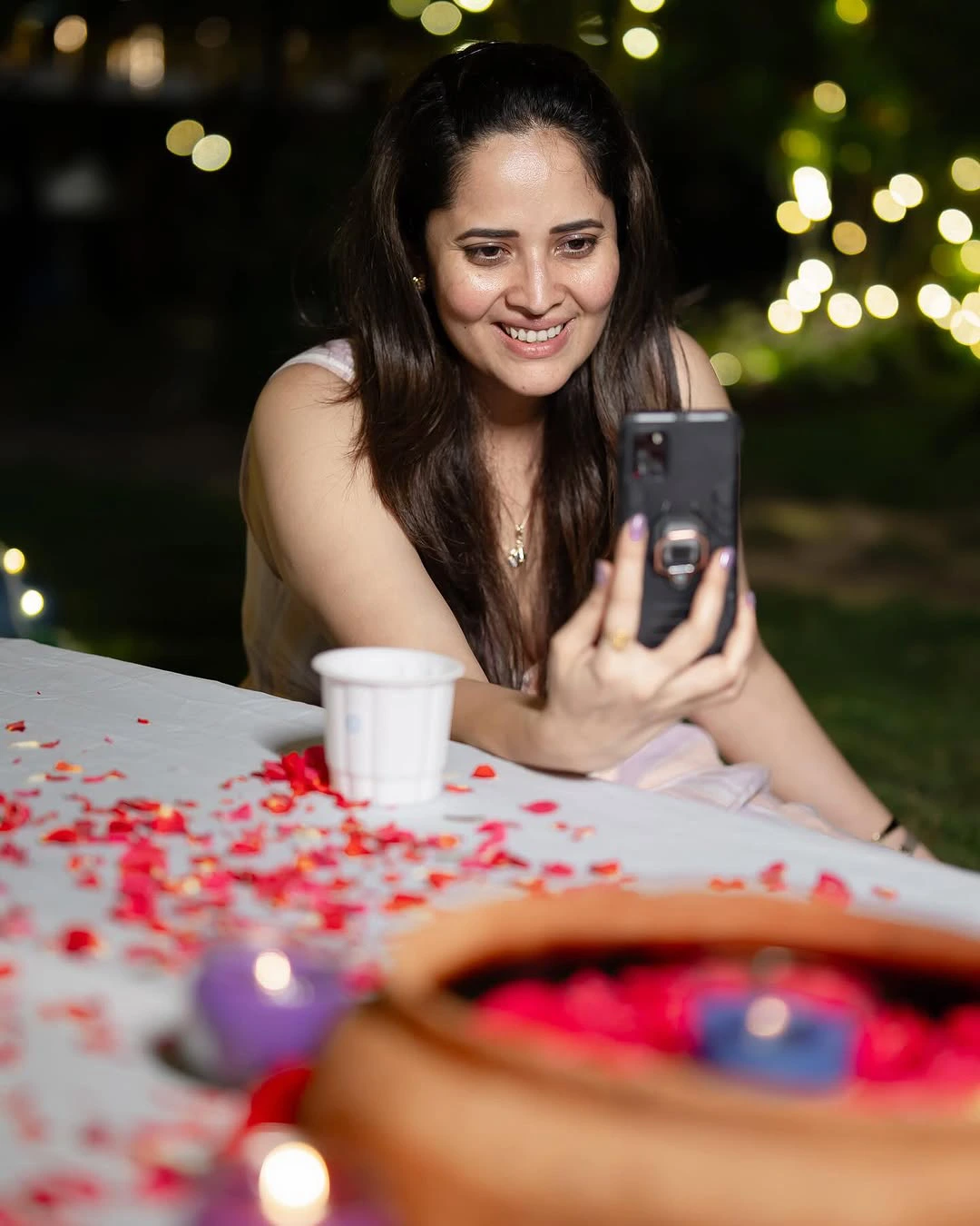 Anasuya Bharadwaj Shines in Night Lights