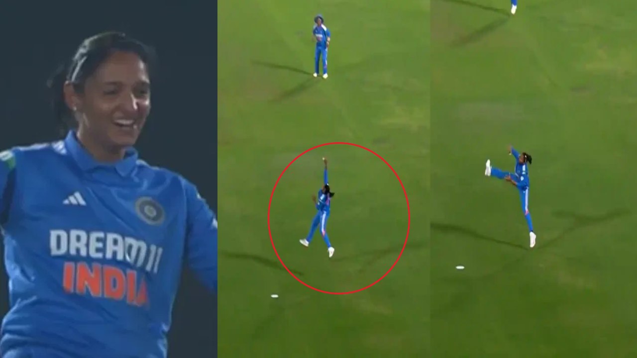 Harmanpreet Kaur : హర్మన్ ప్రీత్ కౌర్ స్టన్నింగ్ క్యాచ్.. గాల్లోకి ఎగిరి ఒంటి చేత్తో.. Harmanpreet Kaur : హర్మన్ ప్రీత్ కౌర్ స్టన్నింగ్ క్యాచ్.. గాల్లోకి ఎగిరి ఒంటి చేత్తో..