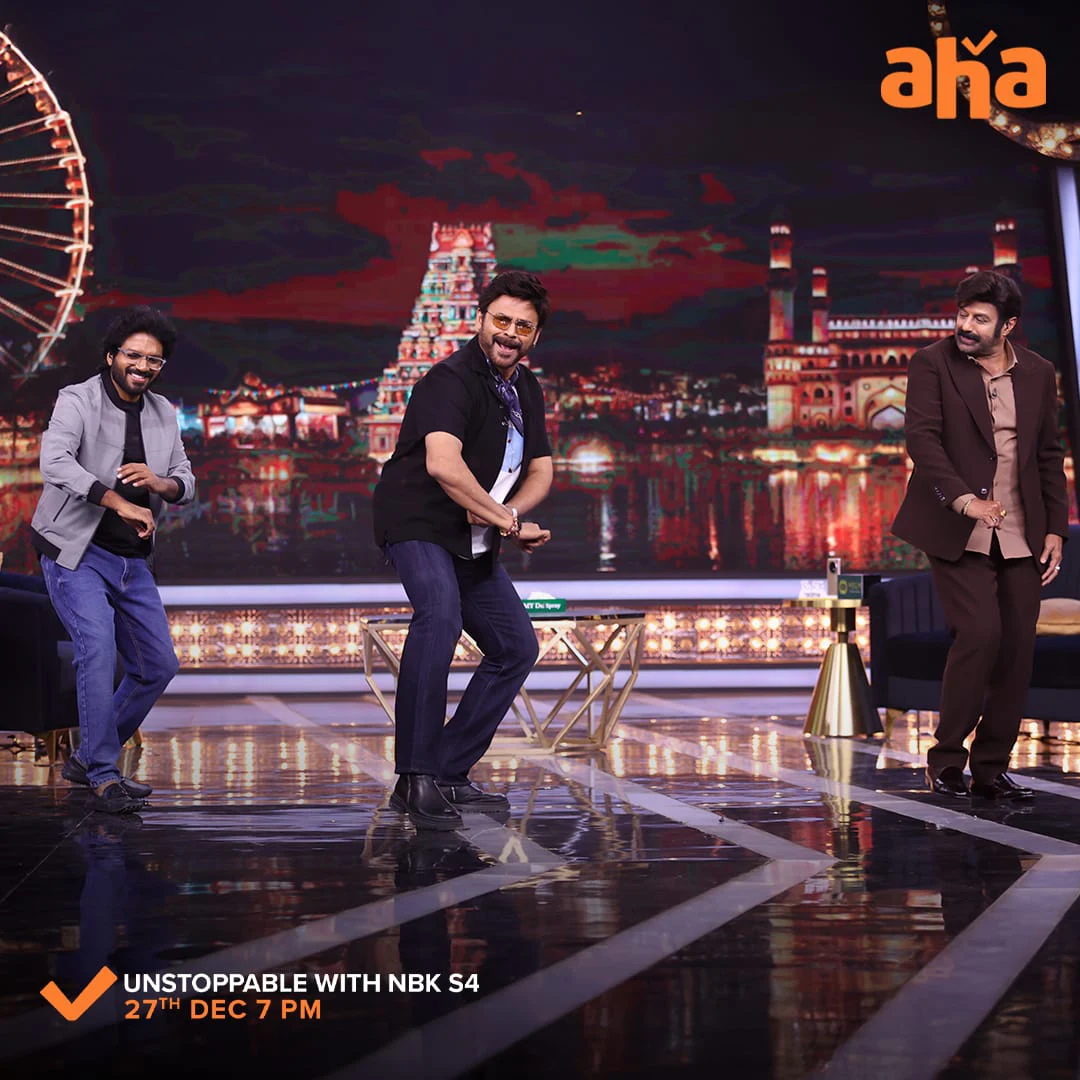 Venkatesh and Balakrishna Enjoying in Aha Unstoppable with NBK Show