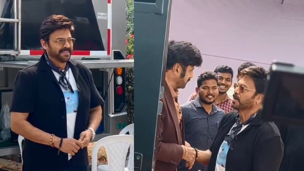 Victory Venkatesh and Director Anil Ravipudi in Unstoppable show shooting