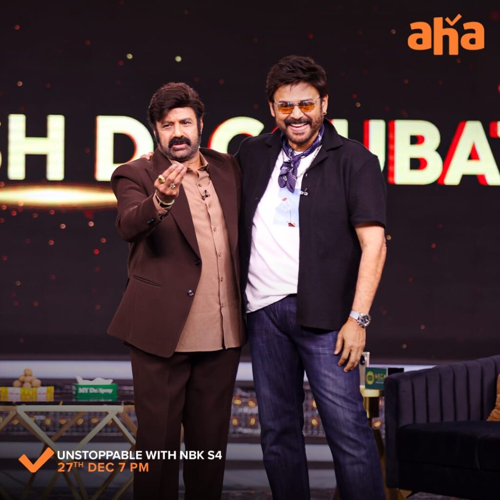 Balakrishna Venkatesh Photos Shares From Aha Unstoppable Shooting Set 