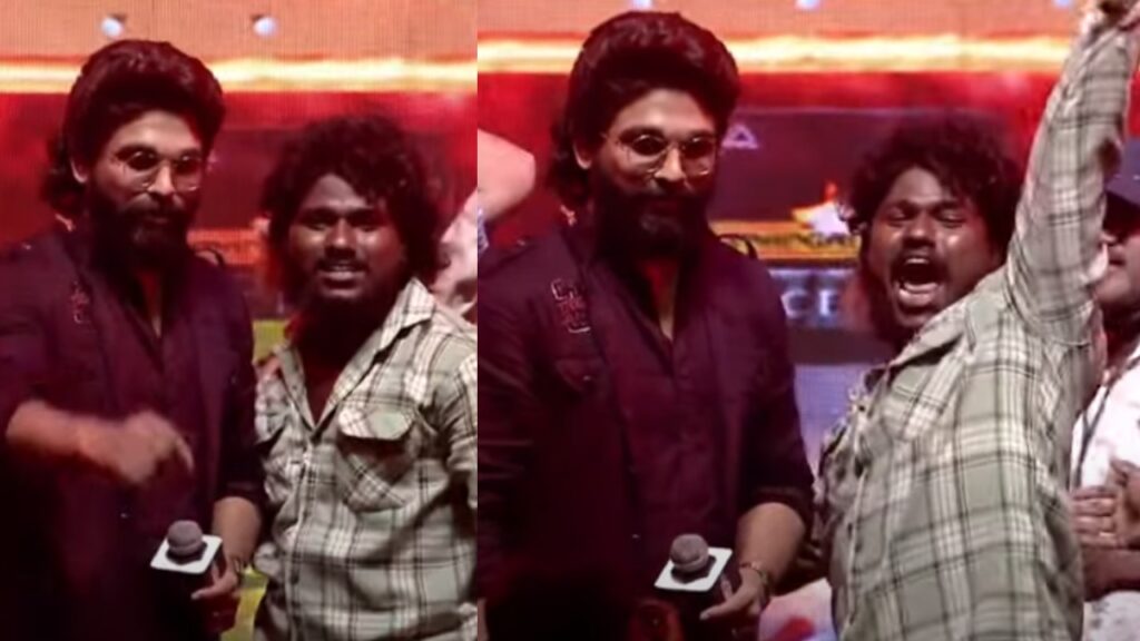 Allu Arjun Fan forcefully Coming on to Stage Request Photo with Bunny Video goes Viral