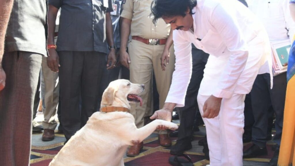 Deputy CM Pawan Kalyan Shake Hands to Police Dog Photo Goes Viral