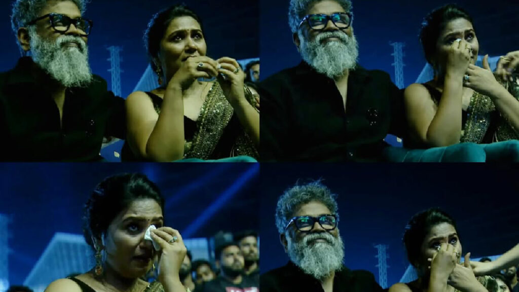 Sukumar wife Tabitha cried at Pushpa 2 event after seeing her husband success