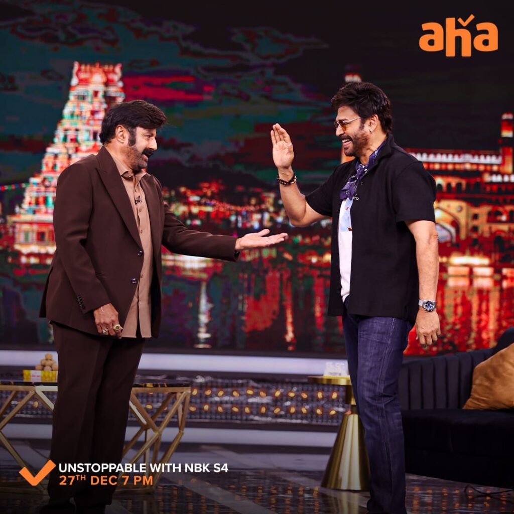 Balakrishna Venkatesh Photos Shares From Aha Unstoppable Shooting Set 