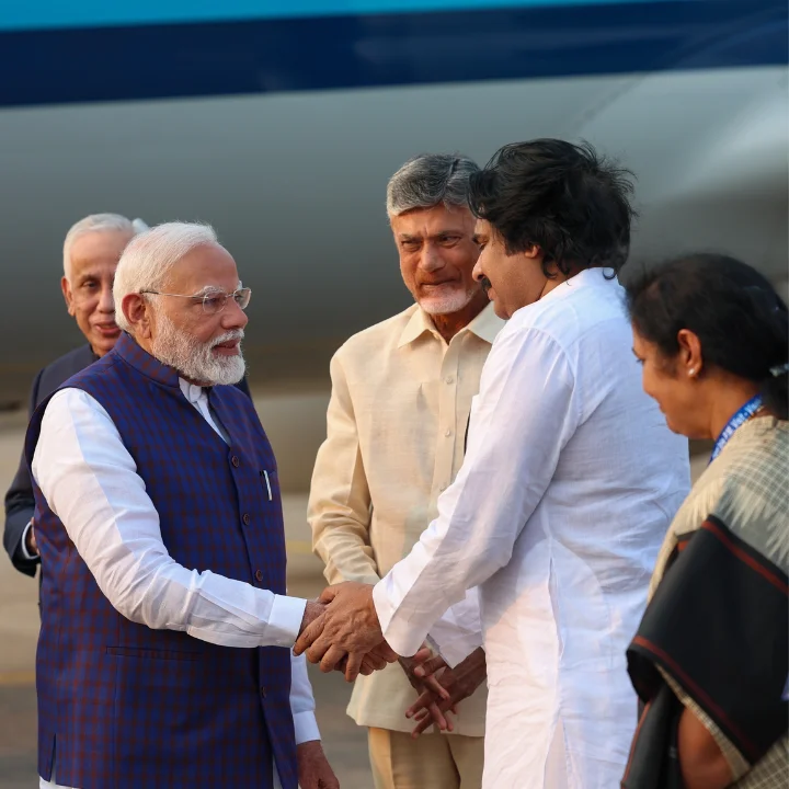 AP CM and Deputy CM Welcomes PM Modi