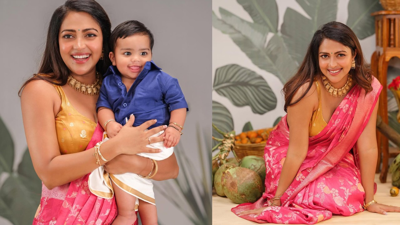 Amala Paul : ఫ్యామిలీతో అమలాపాల్ సంక్రాంతి సెలెబ్రేషన్స్.. చీరకట్టులో అందంగా..