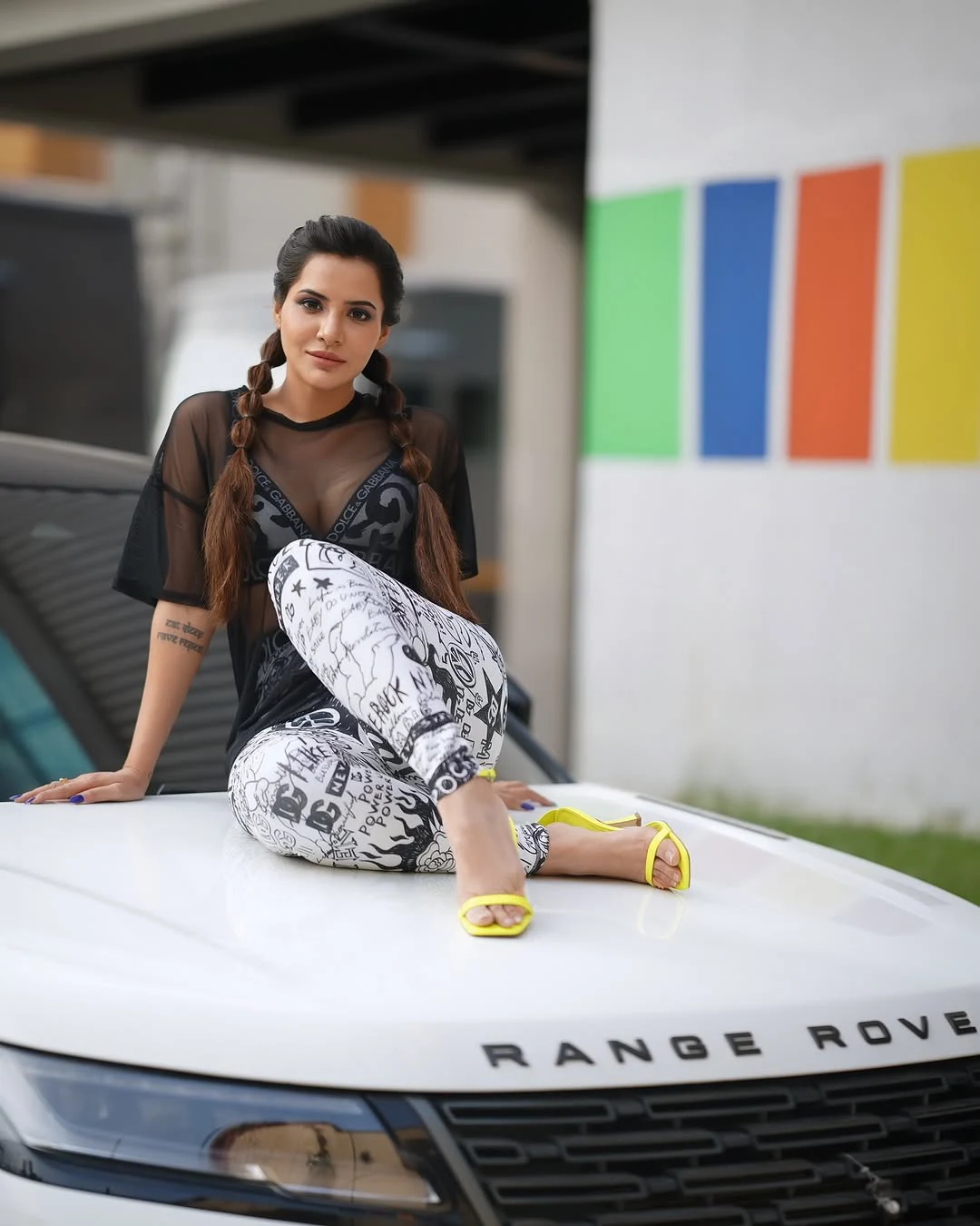 Ashu Reddy Poses with two braids