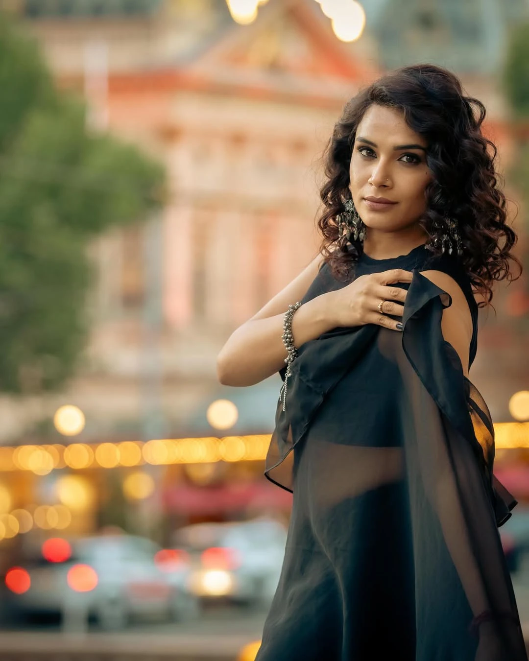 Hari Teja Photo Shoot in Black Saree from Australia