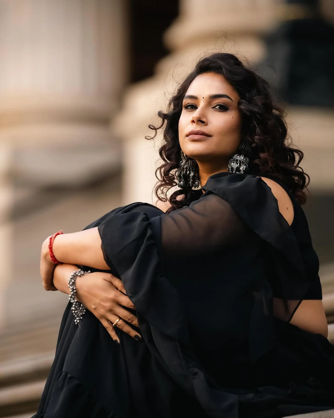 Hari Teja Photo Shoot in Black Saree from Australia