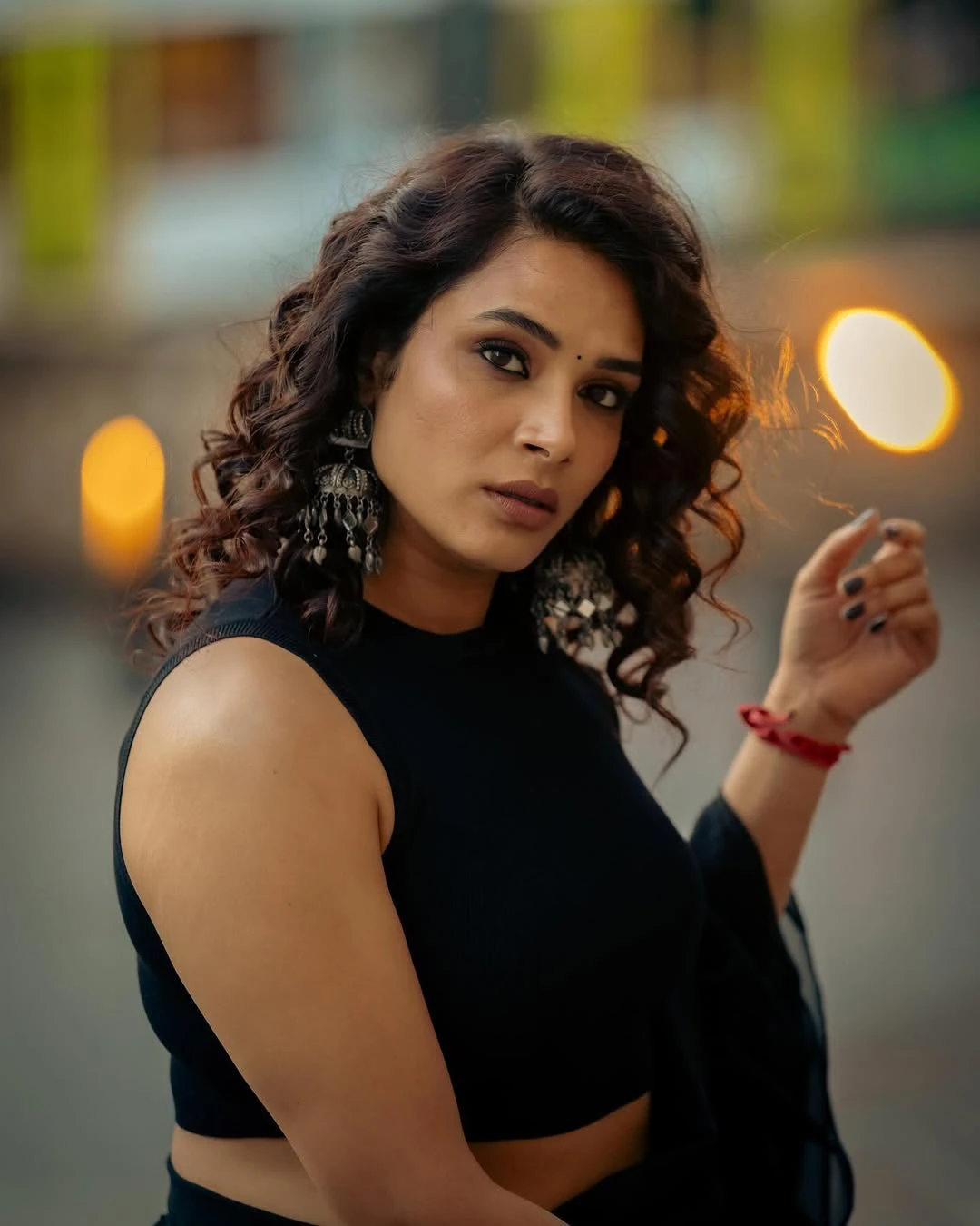 Hari Teja Photo Shoot in Black Saree from Australia