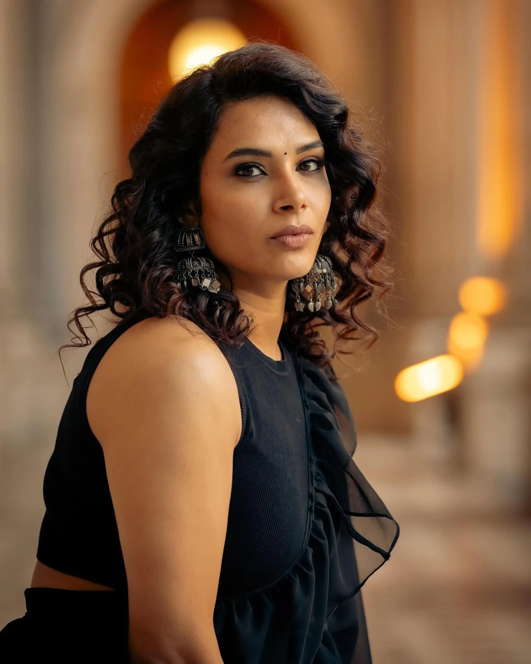 Hari Teja Photo Shoot in Black Saree from Australia