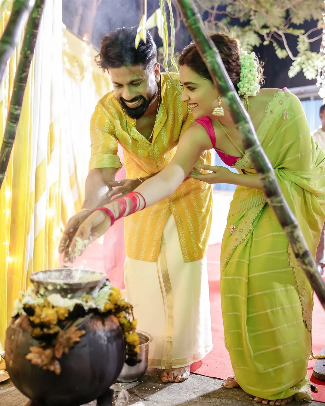 Keerthy Suresh Sankranthi Celebrations with Husband