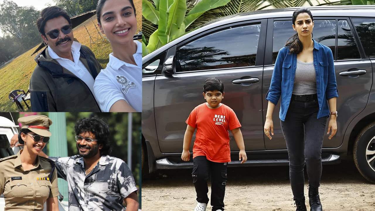 Meenaakshi Chaudhary : సంక్రాంతికి వస్తున్నాం సెట్స్ నుంచి మీనాక్షి చౌదరి ఫొటోలు..