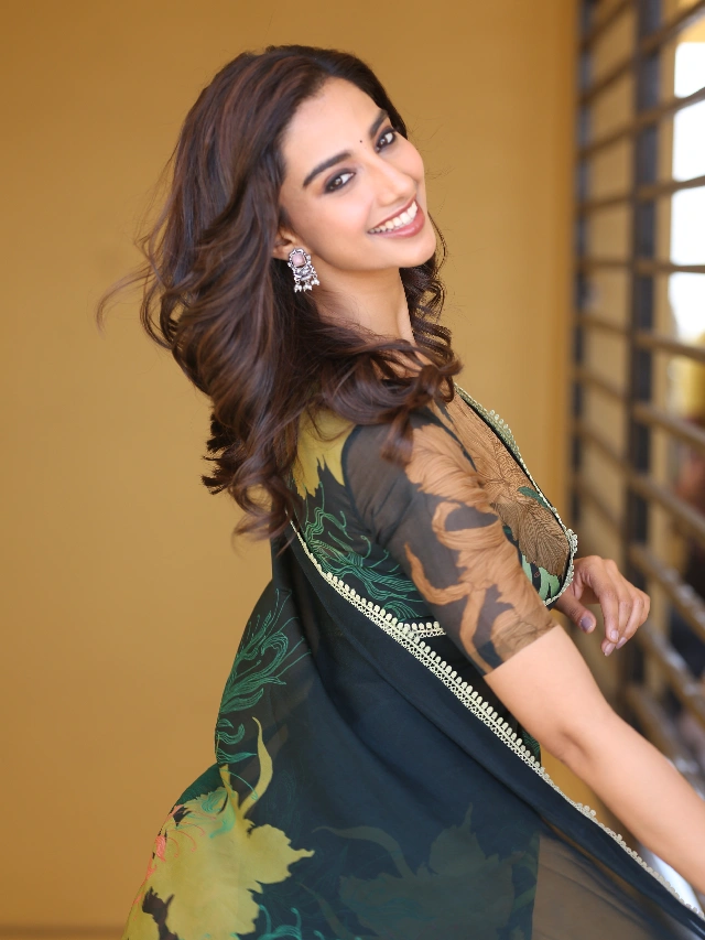 Meenaakshi Chaudhary Mesmerizing Looks in Saree for Sankranthiki Vasthunam Promotions