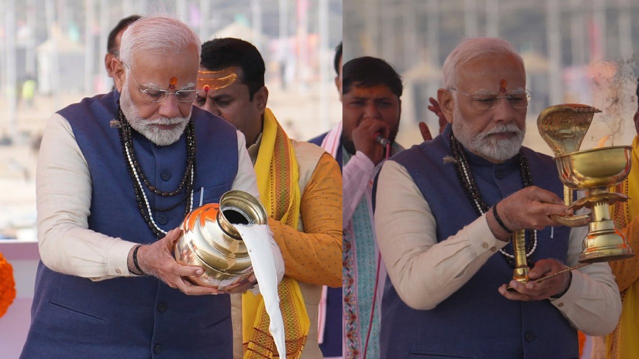Narendra Modi : కుంభమేళా మొదలయ్యే ముందు ప్రయాగ్ రాజ్‌లో పీఎం నరేంద్రమోదీ పూజలు.. ఫొటోలు వైరల్..