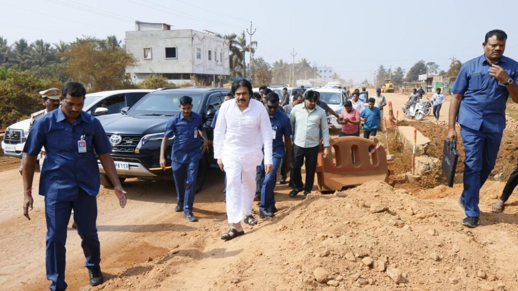 Pawan Kalyan Inspect the ADB Road ahead of Development Projects Launches in Pithapuram