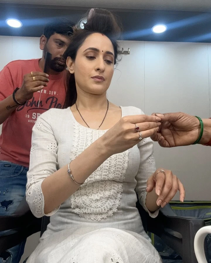 Pragya Jaiswal Working Stills from Daaku Maharaaj