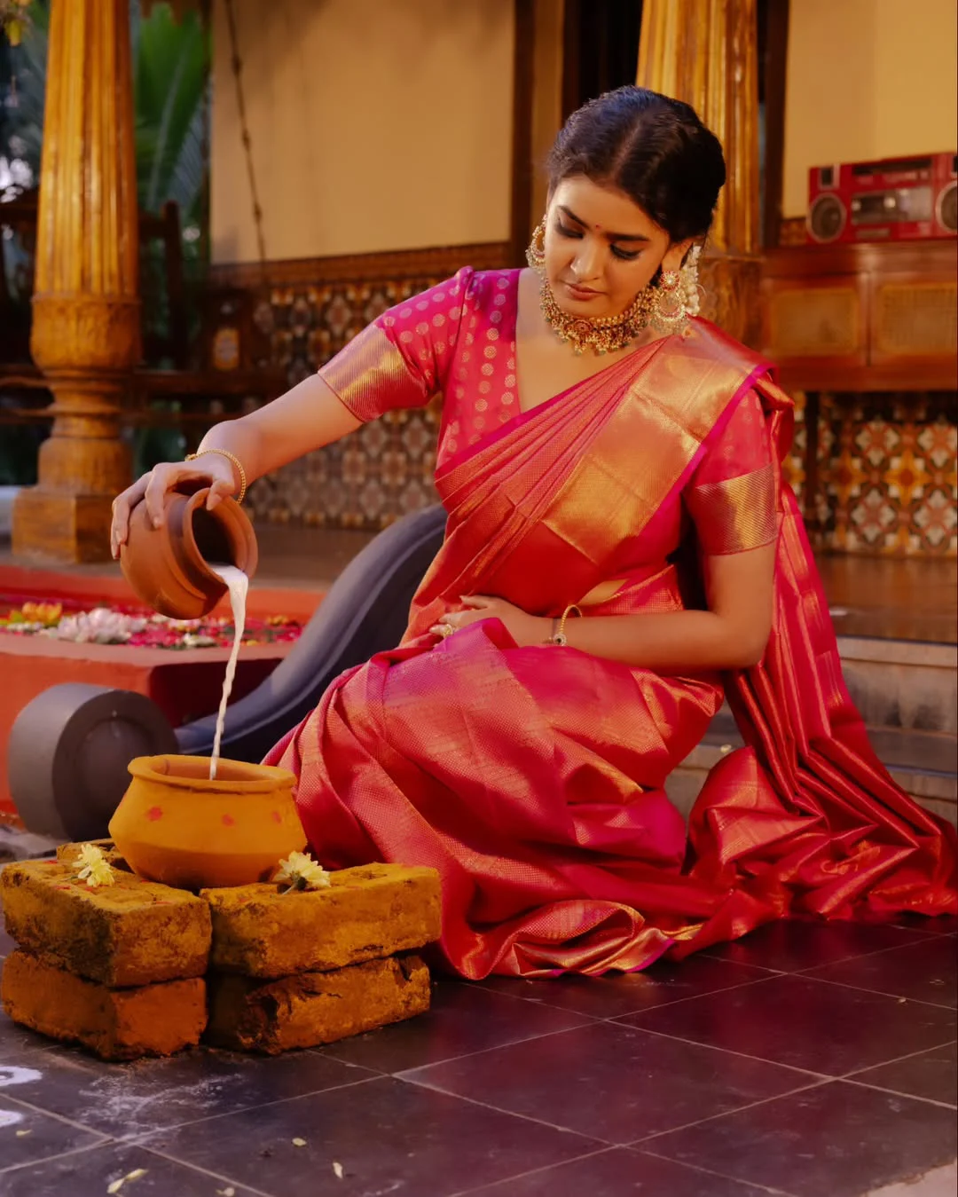 Vismaya Sri Silk Saree Looks on Sankranthi