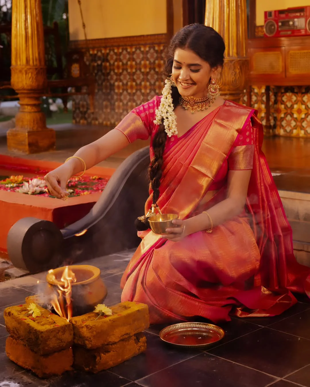 Vismaya Sri Silk Saree Looks on Sankranthi