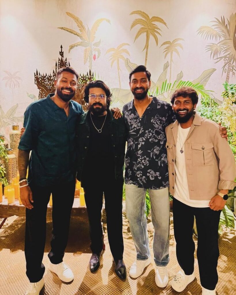 Ram Charan Celebrate New Year with Hardik Pandya and Krunal Pandya Photos goes Viral 