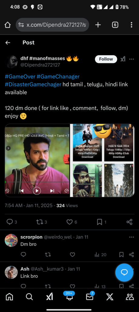 Game Changer Movie Unit Complaints on Movie Piracy and Threats in Cyber Crime