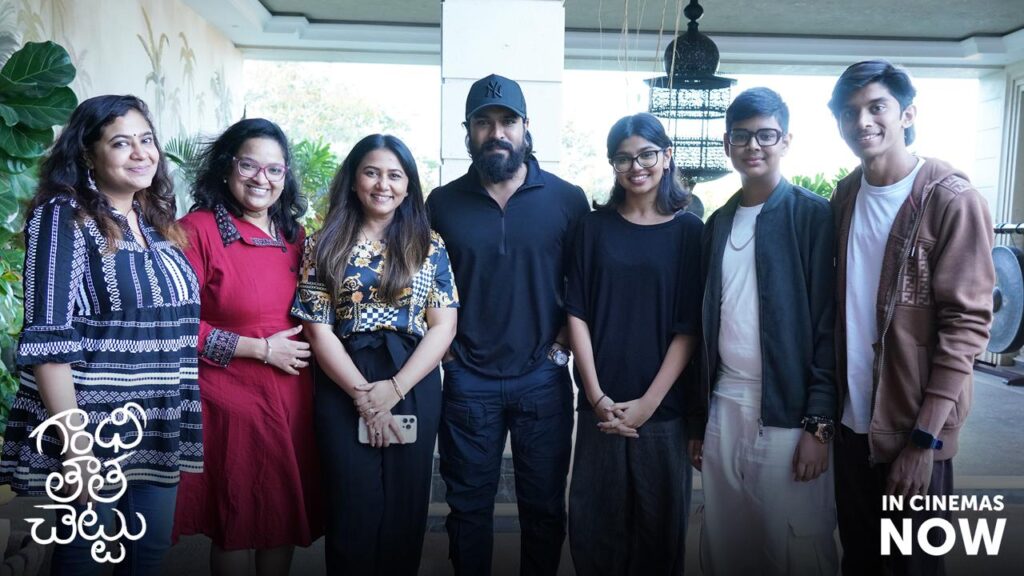 Ram Charan and Upasana Meets Sukumar Daughter Sukriti Veni and Appreciates Gandhi Tatha Chettu Movie Team  