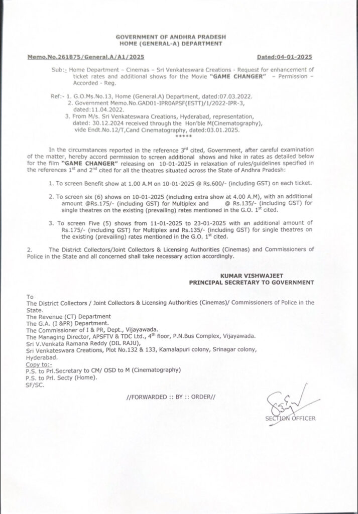 Ram Charan Game Changer Ticket Price Hike in AP Details Here 