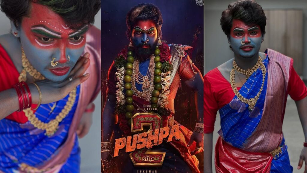 Jabardasth Artist Kevvu Karthik shares Photos in Pushpa Gangamma Jathara Getup