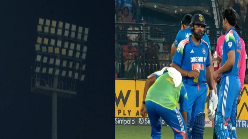 IND vs ENG 2ND ODI Play stopped due to floodlight failure