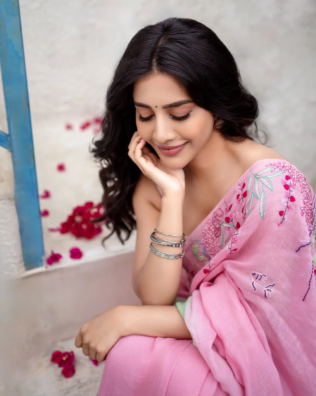 Nabha Natesh Smashing Looks in Pink Saree