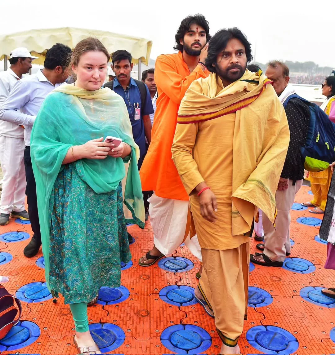 Pawan Kalyan at Maha Kumbh Mela with Family and Trivikram