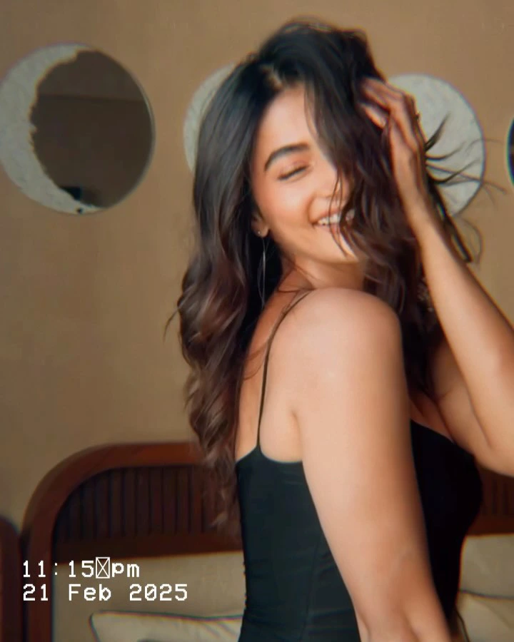 Pooja Hegde Shows her Beauty in Black and White Dress