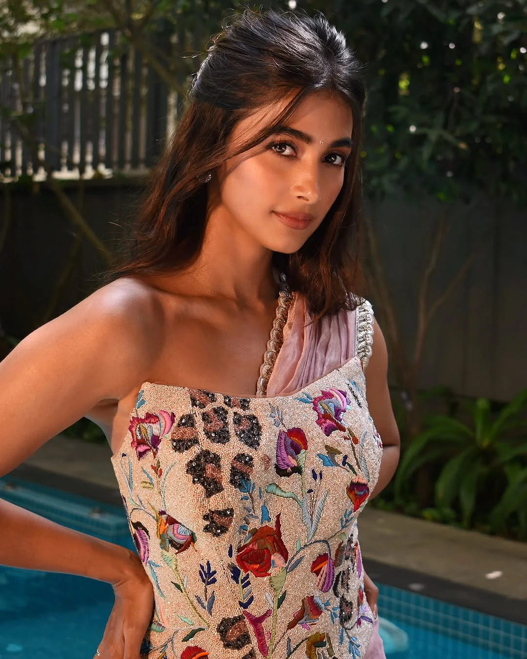 Pooja Hegde Poses in Variety Saree Wearing Style