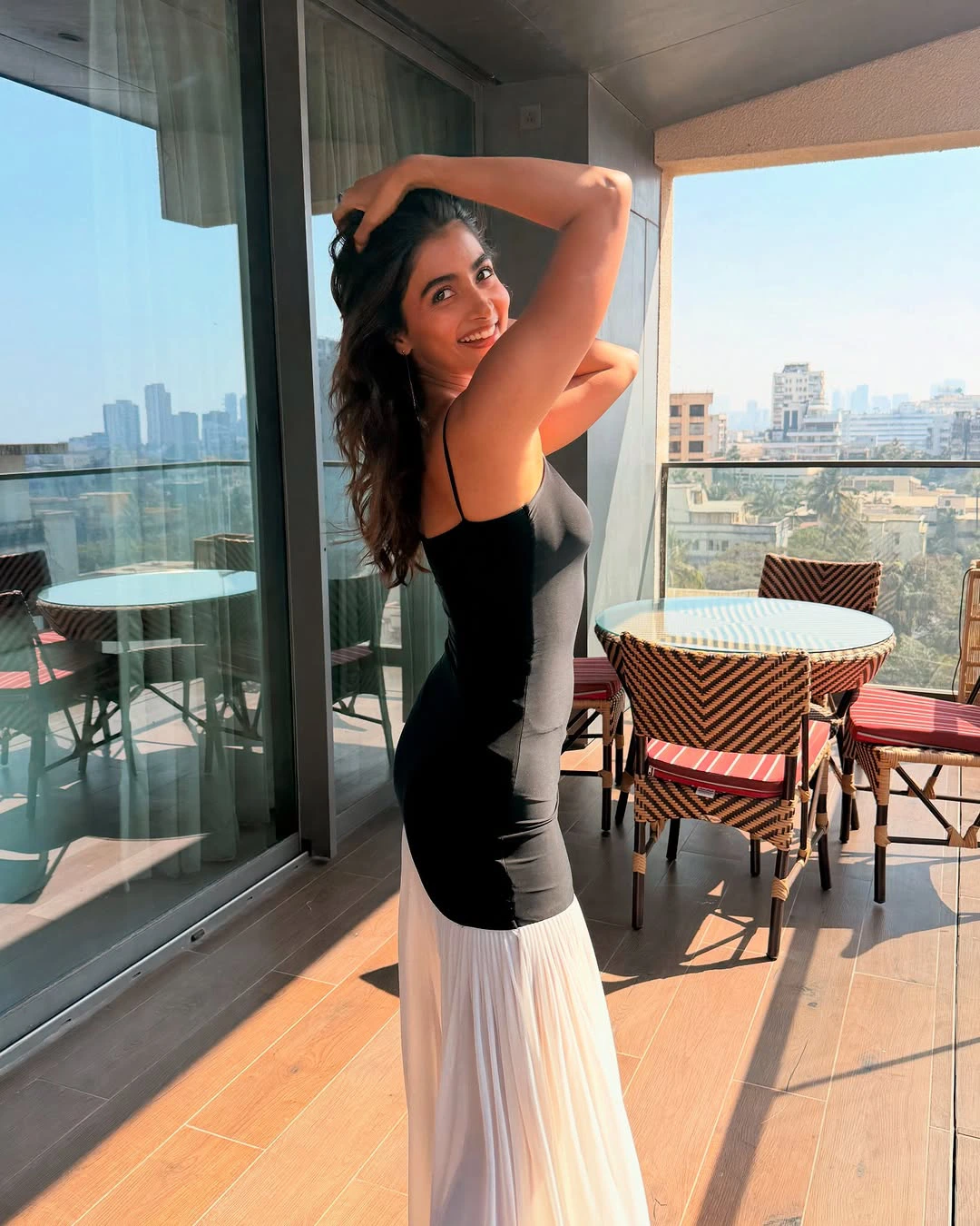 Pooja Hegde Shows her Beauty in Black and White Dress