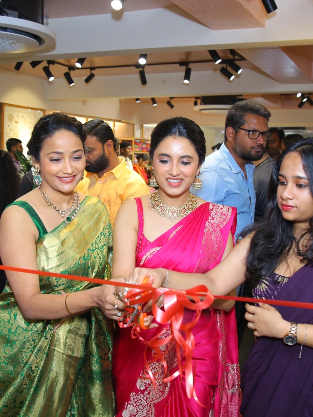 Priyanka Mohan in Pink Saree at Shop Opening