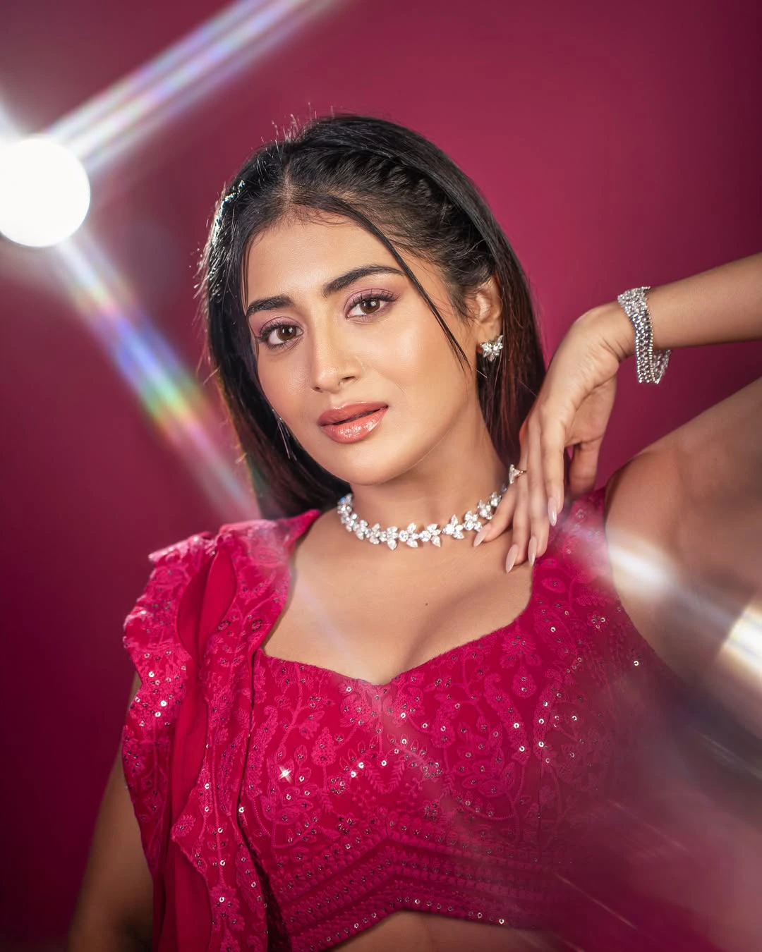 Rashi Singh Shines in Red Ghagra Choli Dress