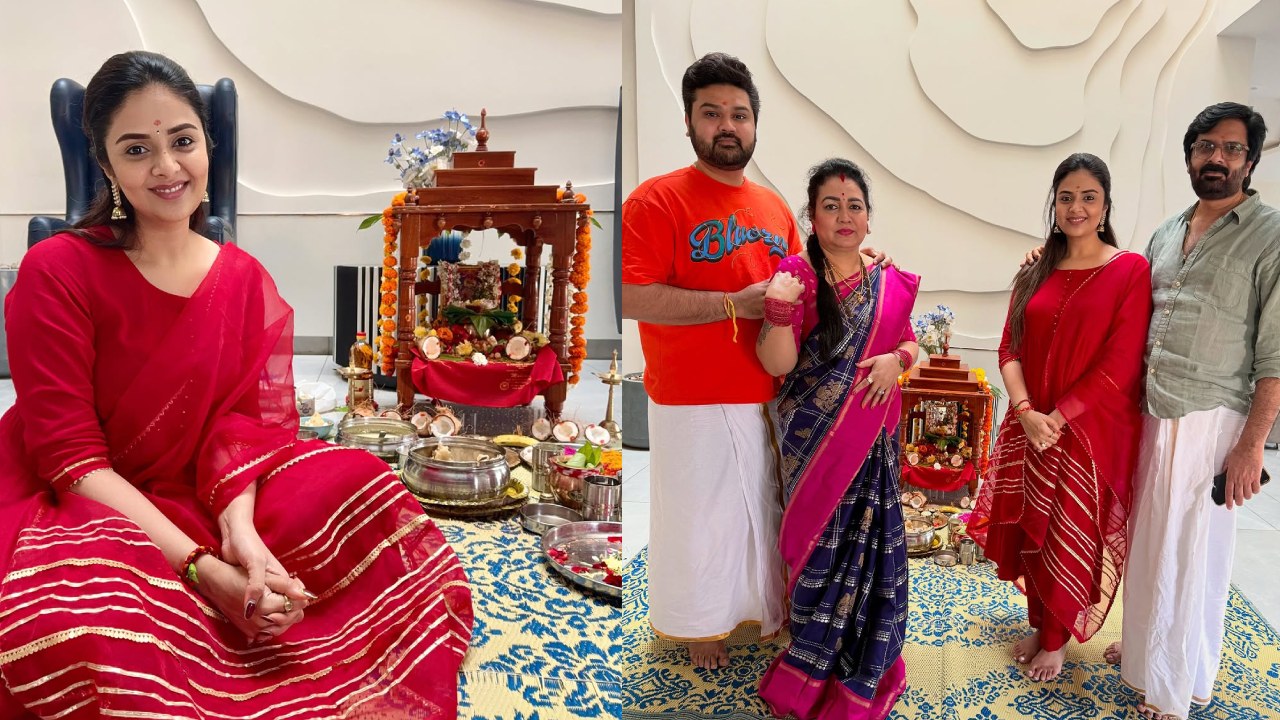 Sreemukhi : ఫ్యామిలీతో కలిసి యాంకర్ శ్రీముఖి సత్యనారాయణ స్వామి వ్రతం.. ఫోటోలు చూశారా?