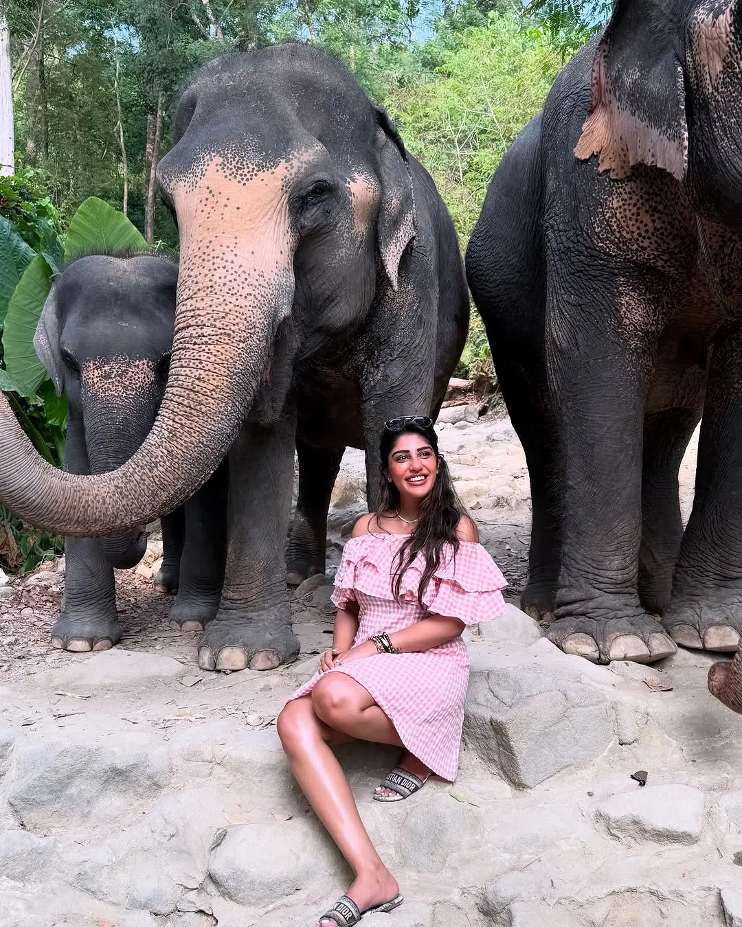 Supritha Surekha Vani Enjoying Vacation in Thailand with Elephants