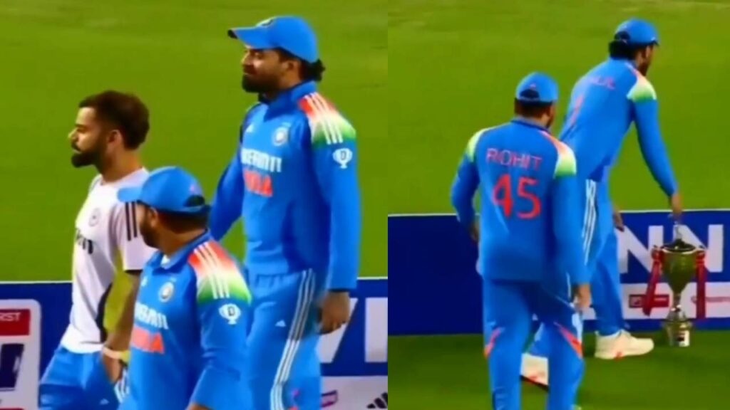 Team India star Players forget India's ODI series trophy video viral