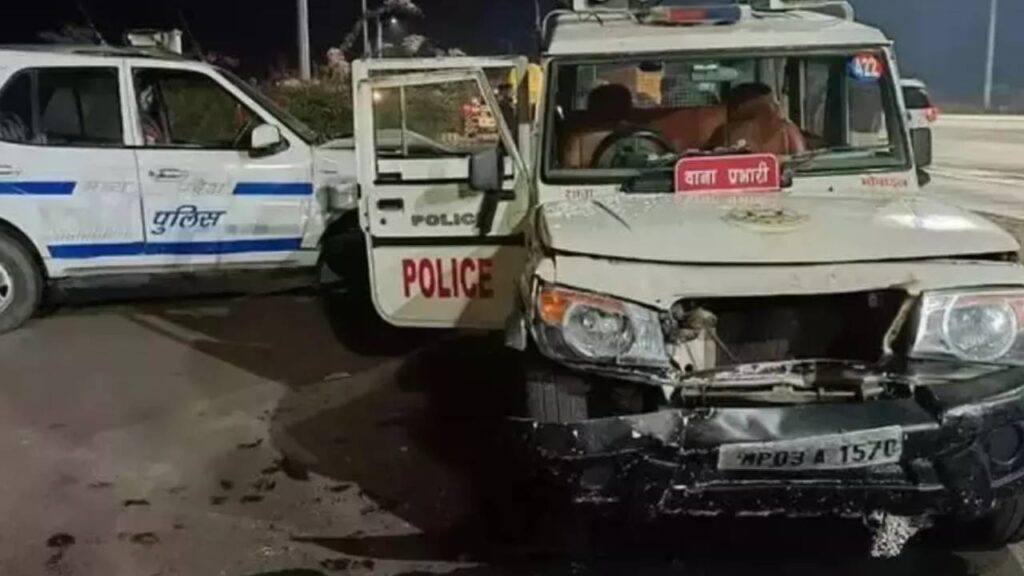 police vehicles damaged
