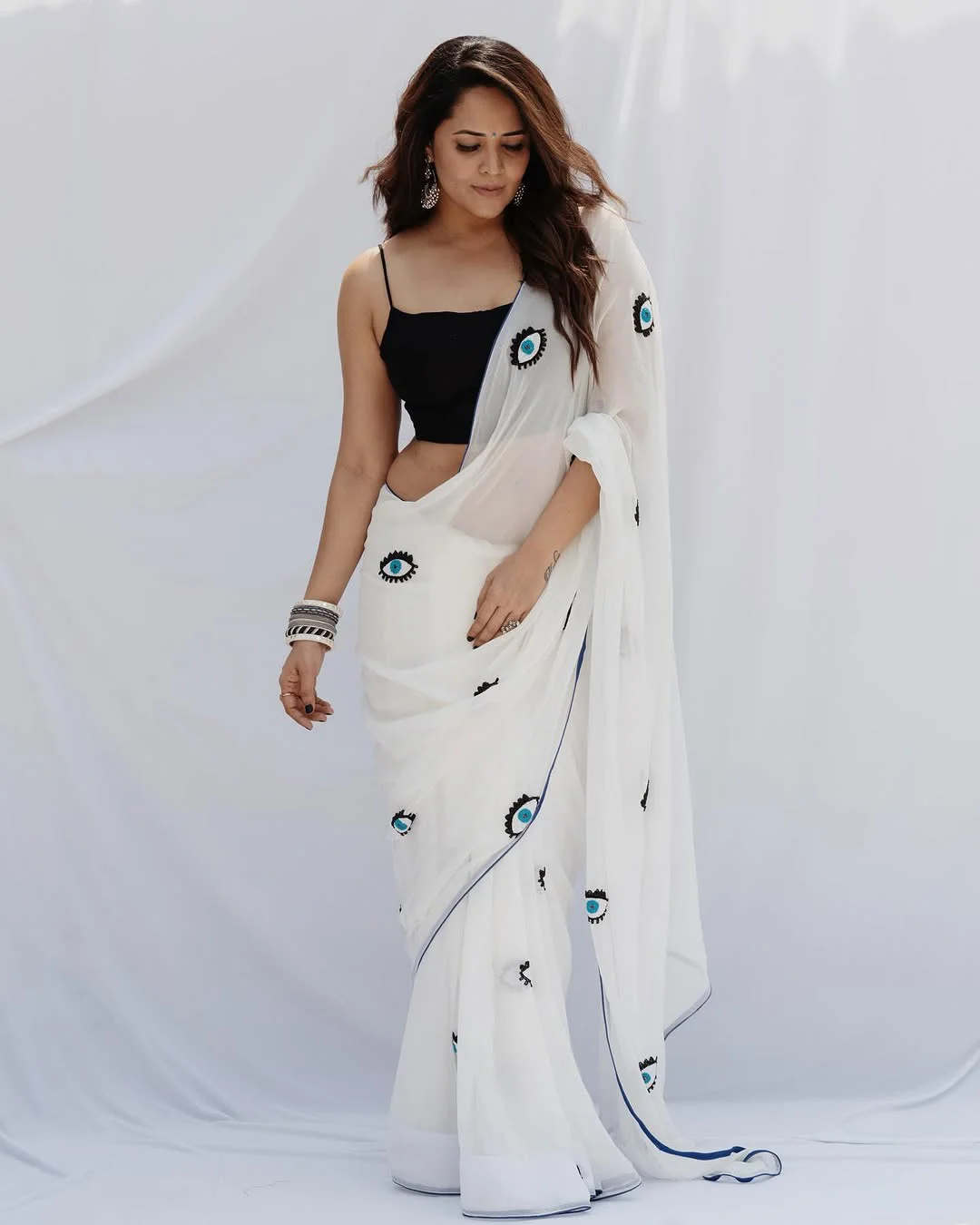 Anasuya Bharadwaj Holi Special Photos in White Saree