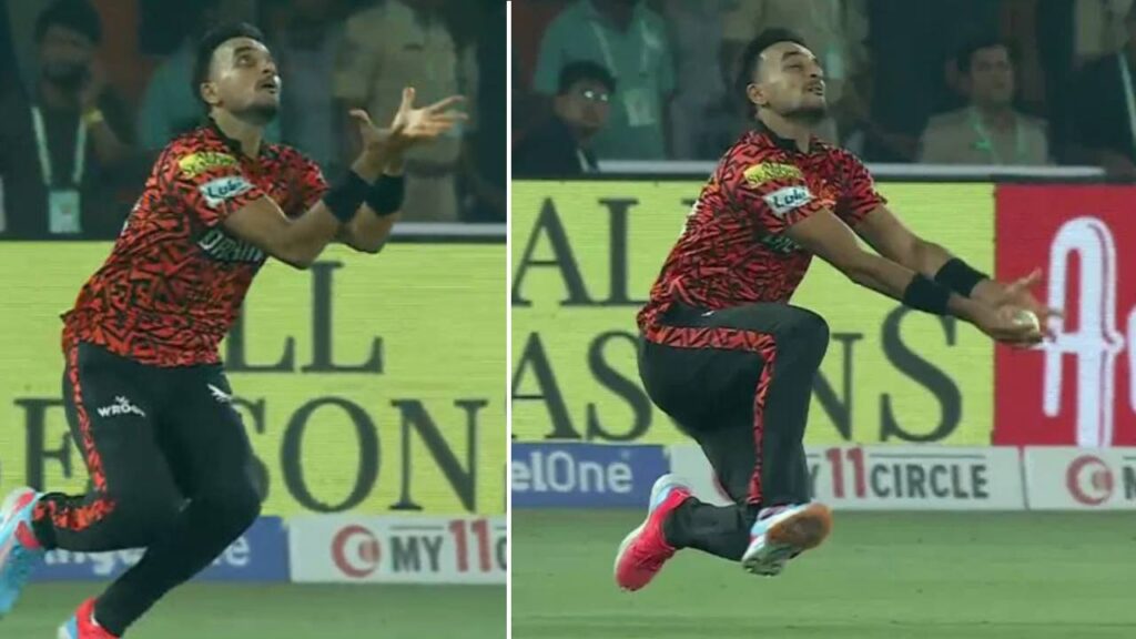 Harshal Patel takes stunning catch (Courtesy BCCI)