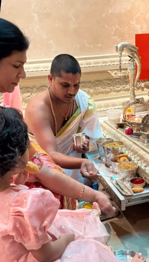 Ram Charan Daughter Klin Kaara Ugadi Pooja with Upasana and Surekha